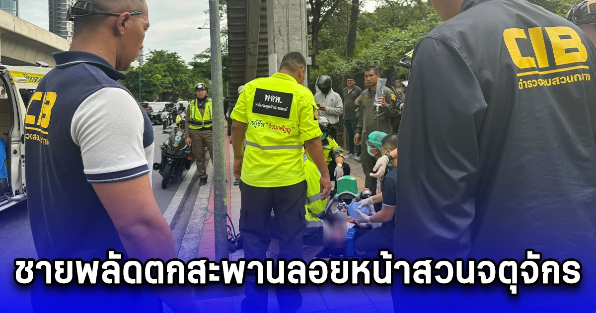 ตำรวจสอบสวนกลาง รีบเข้าช่วยเหลือชายพลัดตกสะพานลอยหน้าสวนจตุจักร