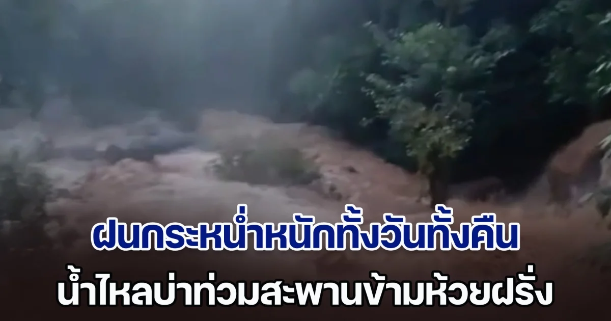 ชัยภูมิยังอ่วม! ฝนกระหน่ำหนักทั้งวันทั้งคืน น้ำไหลบ่าท่วมสะพานข้ามห้วยฝรั่ง ชาวบ้านหวั่นตกเหวลึกกว่า 15 เมตร