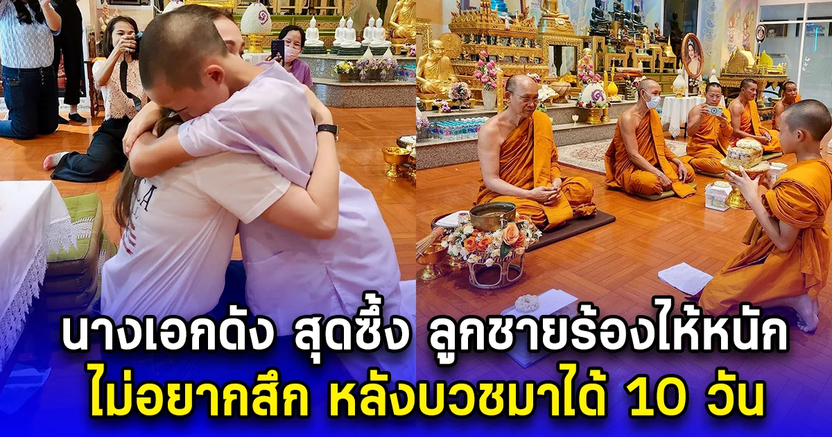 นางเอกดัง สุดซึ้ง ลูกชายร้องไห้หนัก ไม่อยากสึก หลังบวชมาได้ 10 วัน