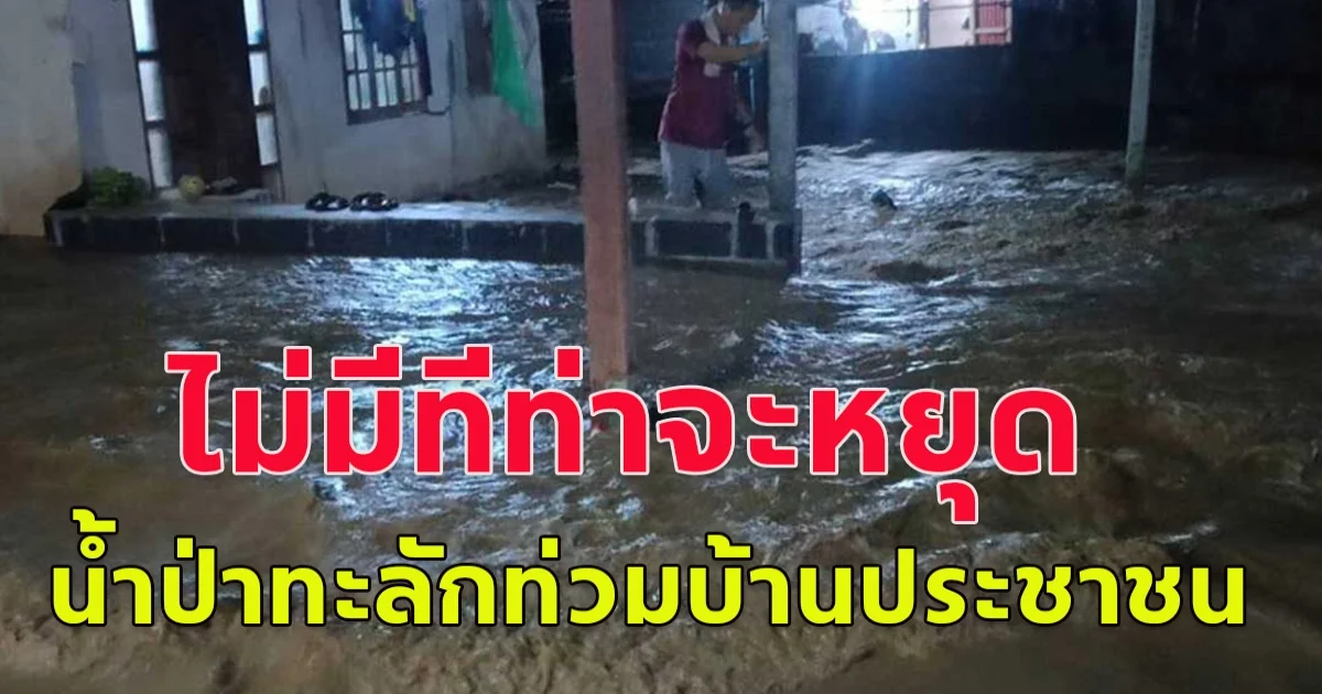 จังหวัดเลย ฝนตกหนักติด 3 ชั่วโมง น้ำป่าทะลักท่วมบ้านประชาชนอย่างรวดเร็ว