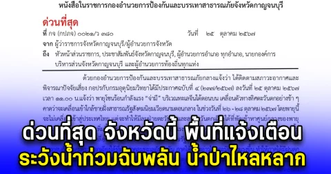 ด่วนที่สุด จังหวัดนี้ พื้นที่แจ้งเตือน ระวังน้ำท่วมฉับพลัน น้ำป่าไหลหลาก