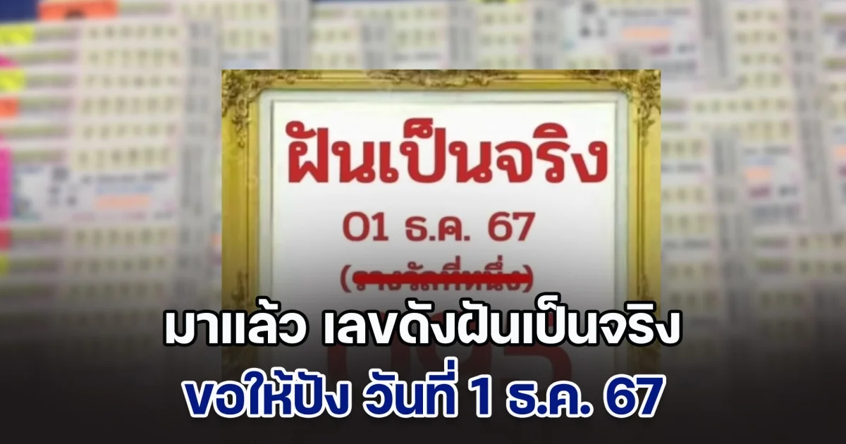 ปล่อยออกมาจนได้ เลขดังฝันเป็นจริง ขอให้ปัง วันที่ 1 ธ.ค. 67