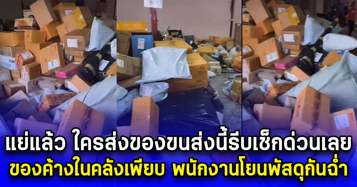 แย่แล้ว ใครส่งของขนส่งนี้รีบเช็กด่วนเลย ของค้างในคลังเพียบ พนักงานโยนพัสดุกันฉ่ำ