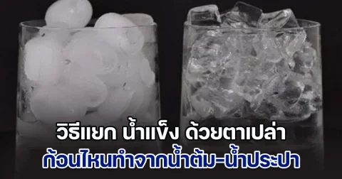 วิธีแยก น้ำแข็ง ก้อนไหนทำมาจากน้ำต้ม-น้ำประปา มองดูด้วยตาเปล่าก็รู้ได้ทันที