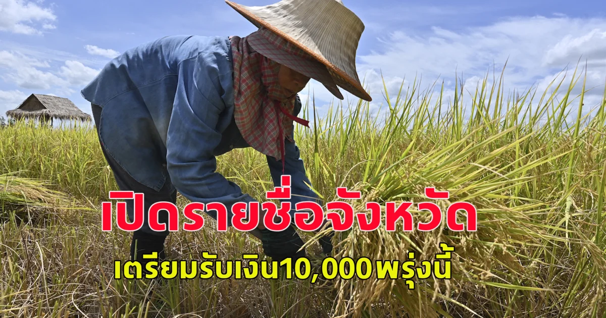 พรุ่งนี้โอนอีก เปิดรายชื่อจังหวัด รัฐโอนเงินช่วยชาวนา ไร่ละ 1,000  ธ.ก.ส. เช็กเลย