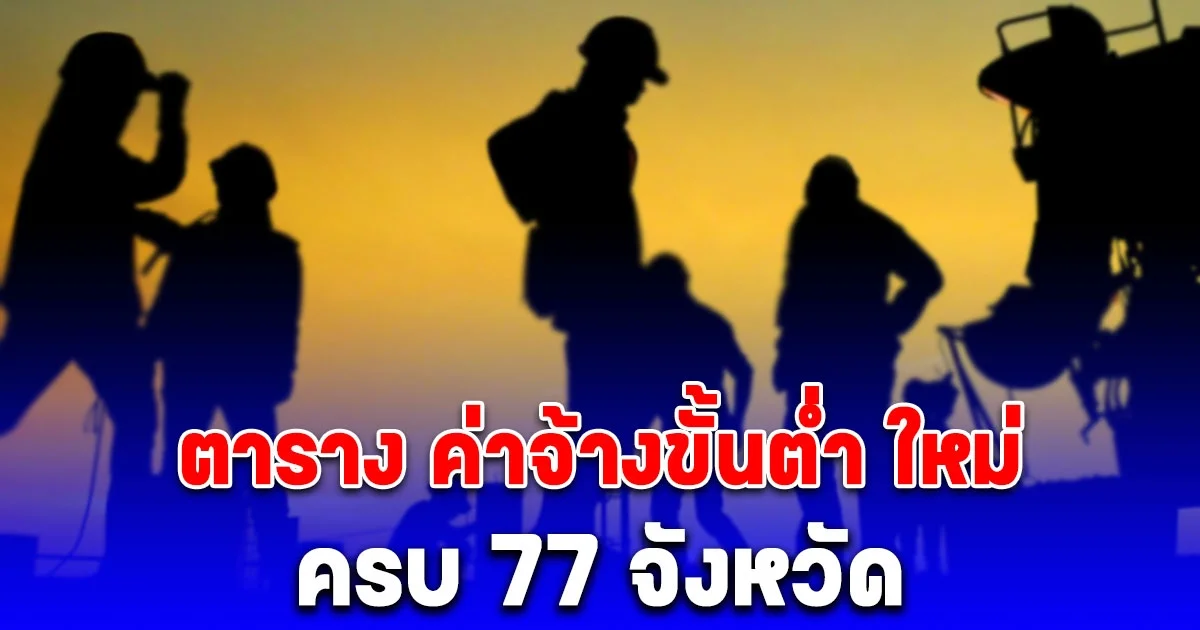 สรุปอัตรา ค่าจ้างขั้นต่ำ ปี 2568 จำนวน 77 จังหวัด บังคับใช้ วันที่ 1 มกราคม 2568