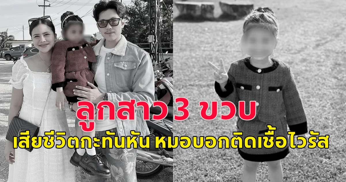พ่อกับแม่แทบขาดใจ ลูกสาว 3 ขวบ  จากเป็นไข้อ่อนๆ อยู่ๆชักเกร็ง ต้องปั๊มหัวใจ  สุดท้ายเสียชีวิต หมอบอกติดเชื้อไวรัส