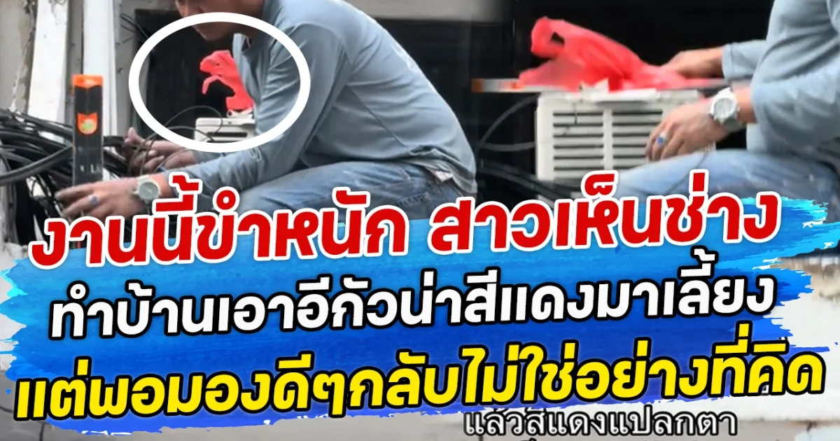 งานนี้ขำหนัก สาวเห็นช่างทำบ้านเอาอีกัวน่าสีแดงมาเลี้ยง แต่พอมองดีๆกลับไม่ใช่อย่างที่คิด