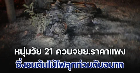 ไปไม่ถึงคอนเสิร์ต! หนุ่มวัย 21 ควบจยย.ราคาแพง ซิ่งชนต้นไม้ไฟลุกท่วมดับอนาถ