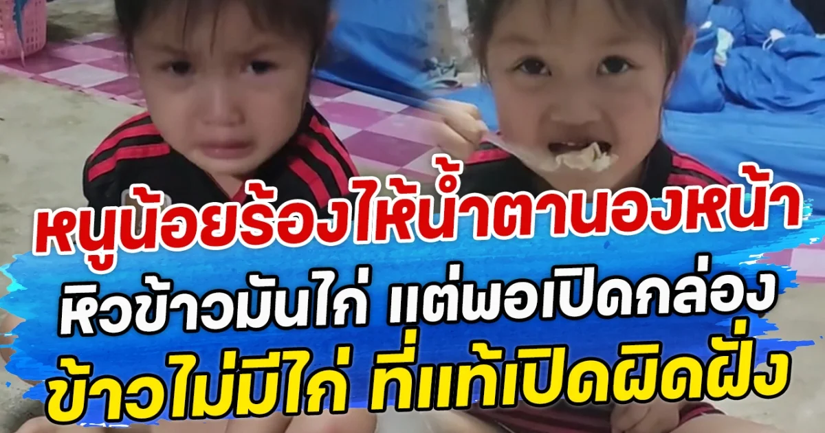 หนูน้อยร้องไห้น้ำตานองหน้า หิวข้าวมันไก่ แต่พอเปิดกล่องมาข้าวไม่มีไก่ ที่แท้เปิดผิดฝั่ง