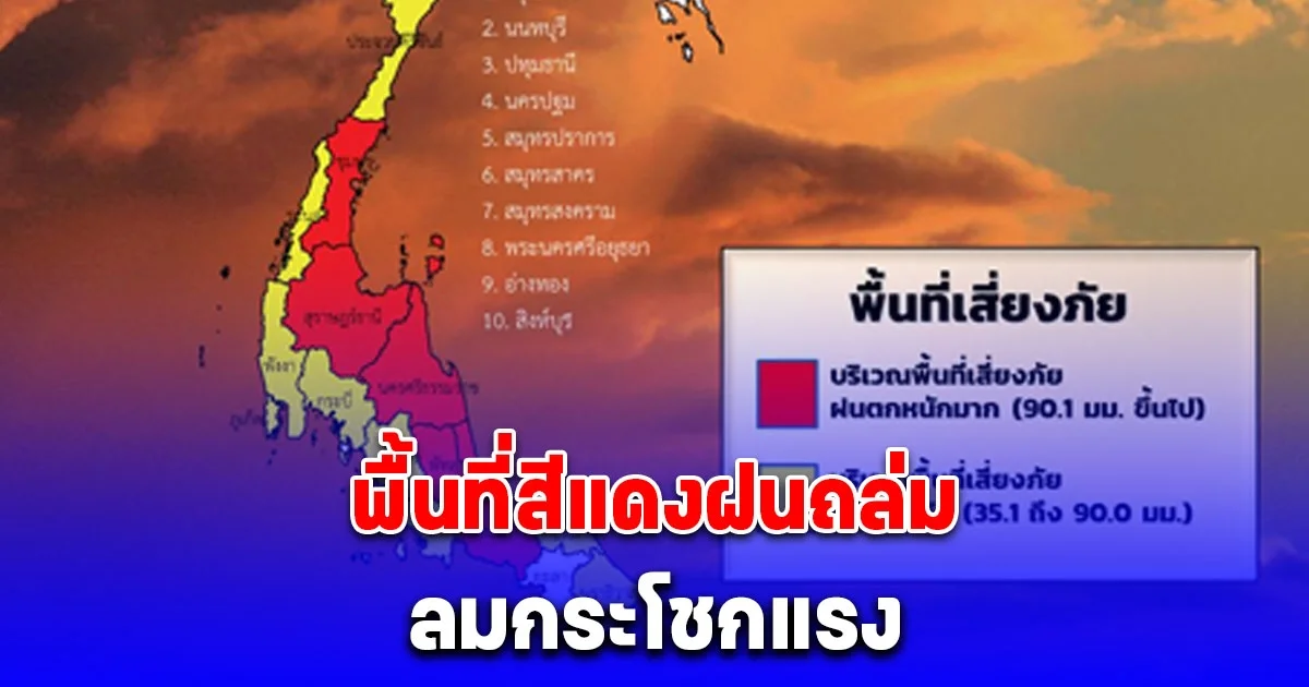 เตือนฉบับที่ 9 อากาศแปรปรวน พื้นที่สีแดงฝนถล่ม ลมกระโชกแรง