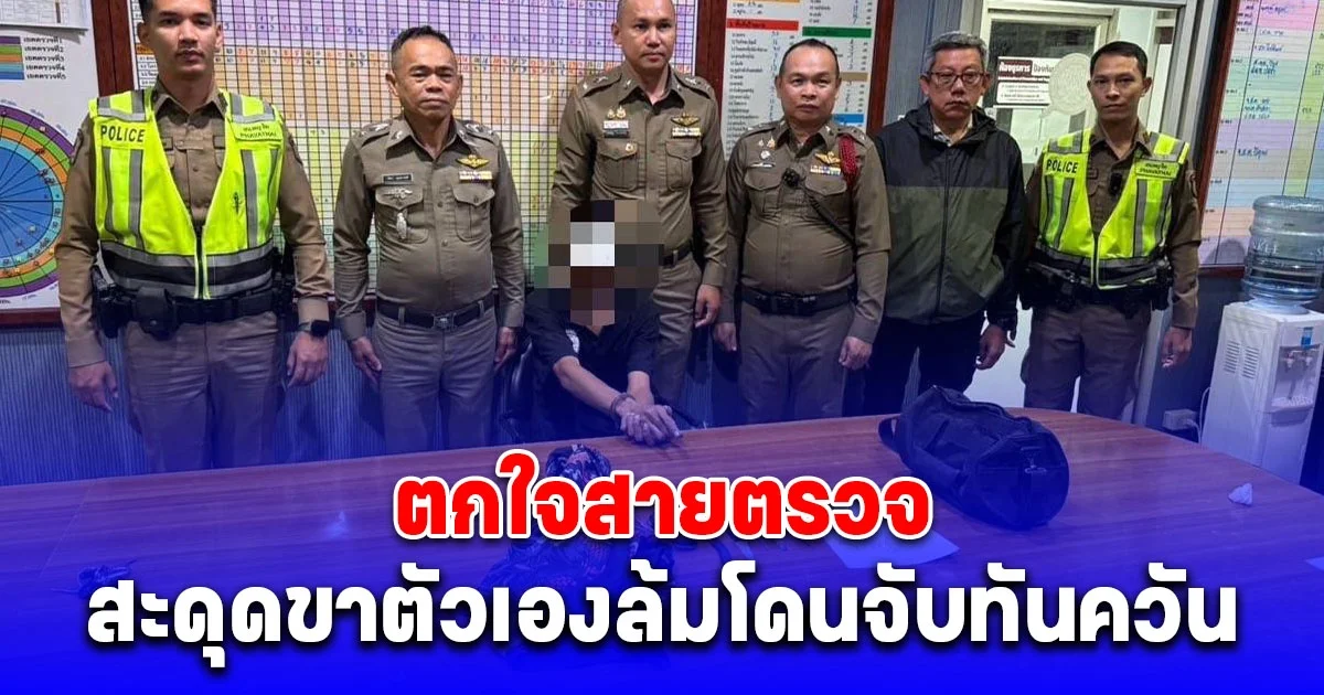 โจรรุ่นใหญ่ตกใจสายตรวจ โชว์สกิลปีนข้ามกำแพง สุดท้ายสะดุดขาตัวเองล้มโดนจับทันควัน