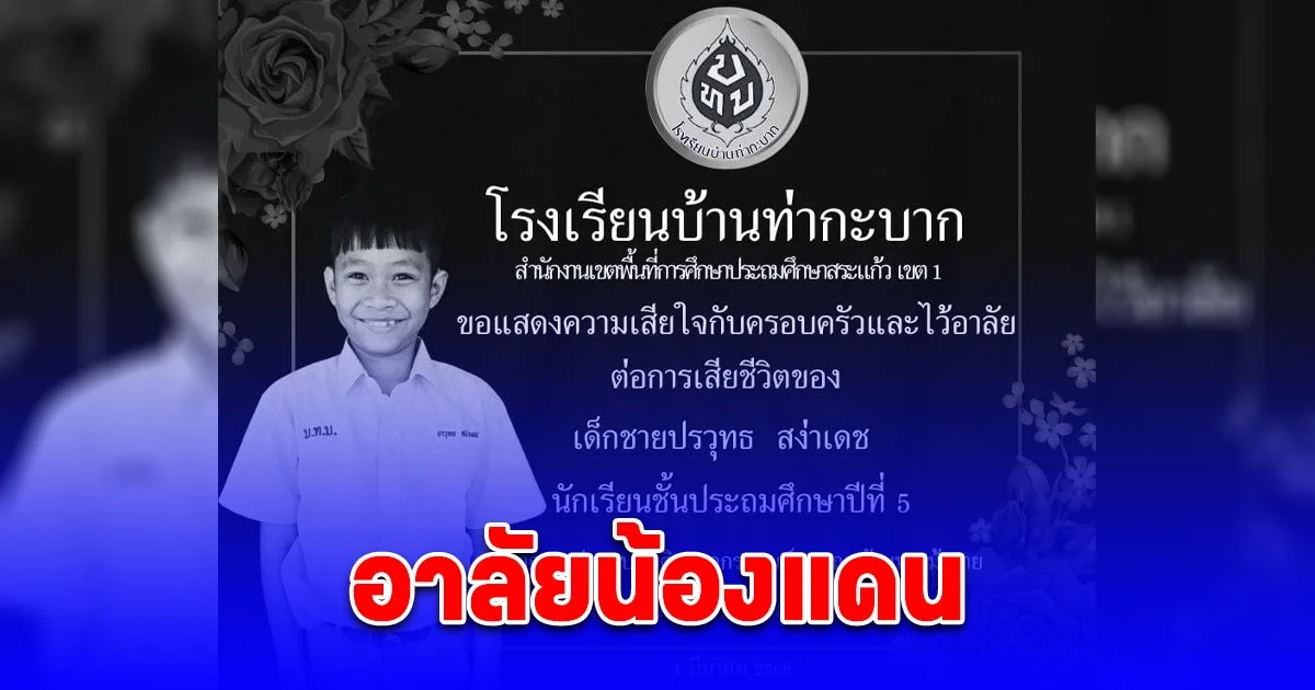 อาลัยน้องแดน ป.5 ถูกรถชนขณะข้ามทางม้าลายหน้าโรงพยาบาล