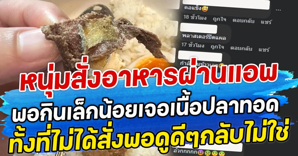 หนุ่มสั่งอาหารผ่านแอพ พอกินเล็กน้อยเจอเนื้อปลาทอด ทั้งที่ไม่ได้สั่งพอดูดีๆกลับไม่ใช่