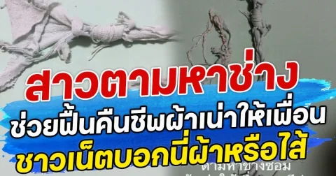 สาวตามหาช่าง ช่วยฟื้นคืนชีพผ้าเน่าให้เพื่อน ชาวเน็ตบอกนี่ผ้าหรือไส้