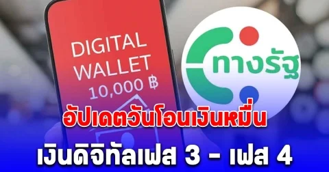 เงินดิจิทัลเฟส 3 - เฟส 4 อัปเดตวันโอนเงินหมื่น