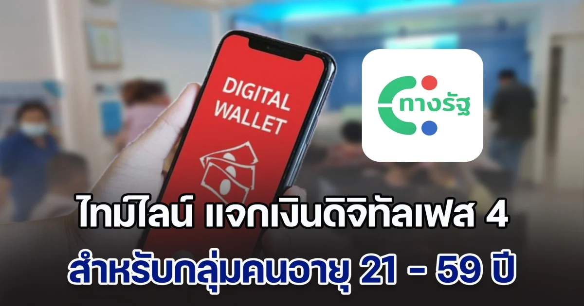 เปิดไทม์ไลน์ แจกเงินดิจิทัล 10,000 บาท สำหรับกลุ่มคนอายุ 21 - 59 ปี
