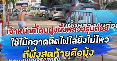 เจ้าหน้าที่โดนฝูงผึ้งหลวงรุมต่อย  ใช้ไม้กวาดติดไฟไล่ยังไม่ไหว ที่พึ่งสุดท้ายคือมุ้ง