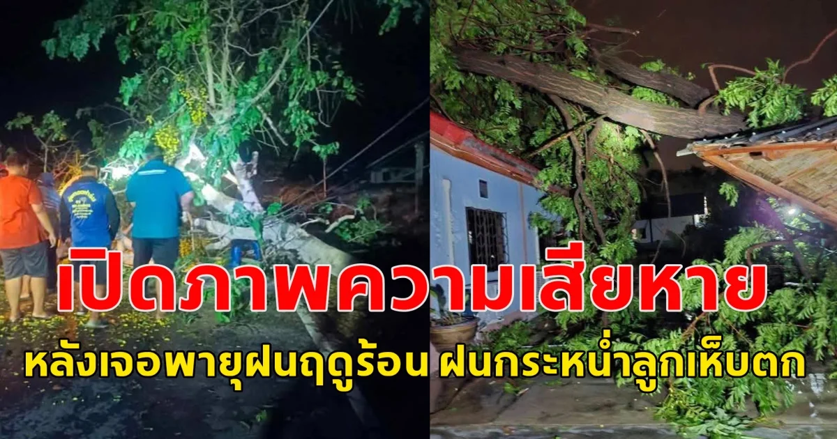 เปิดภาพความเสียหาย  หลังเจอพายุฝนฤดูร้อน ฝนกระหน่ำลูกเห็บตก ลมพัดกระโชกแรง