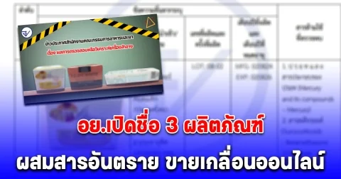 โยนทิ้งด่วน! อย.เปิดชื่อ 3 ผลิตภัณฑ์ ผสมสารอันตราย พบขายเกลื่อนออนไลน์