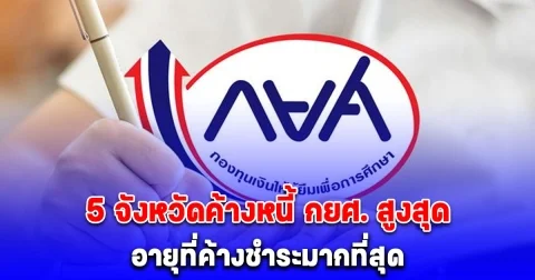 เปิดสถิติ 5 จังหวัดค้างหนี้ กยศ. สูงสุด-อายุที่ค้างชำระมากที่สุด