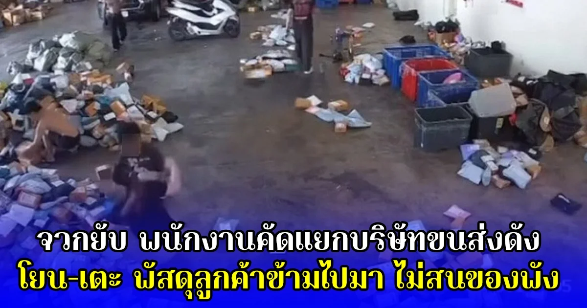 จวกยับ พนักงานคัดแยกบริษัทขนส่งดัง โยน-เตะ พัสดุลูกค้าข้ามไปมา ไม่สนของพังเสียหาย
