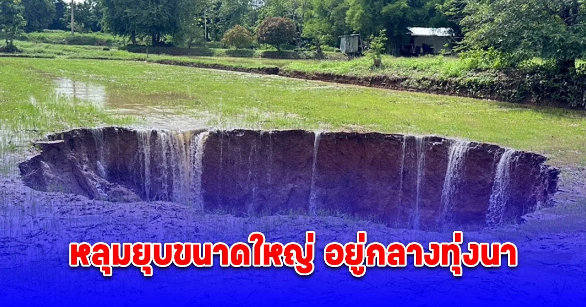 ชาวบ้านผวา หลุมยุบขนาดใหญ่ อยู่กลางทุ่งนา