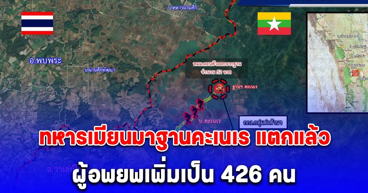 ต้านไม่ไหว ทหารเมียนมาฐานคะเนเร แตกแล้ว ผู้อพยพเพิ่มเป็น 426 คน