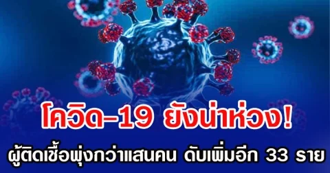 โควิด-19 ยังน่าห่วง! ผู้ติดเชื้อพุ่งกว่าแสนคน ดับเพิ่มอีก 33 ราย