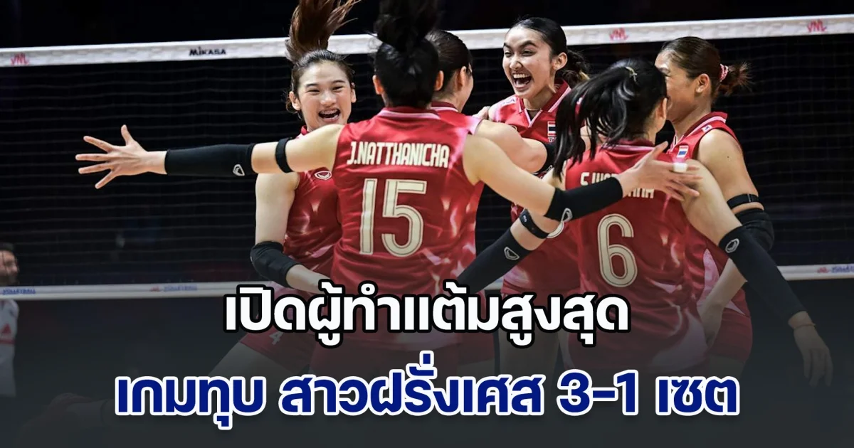 เปิดผู้ทำแต้มสูงสุด ทีมวอลเลย์บอลหญิงไทย เกมทุบ สาวฝรั่งเศส ส่งท้าย VNL 2025 สนามแรก
