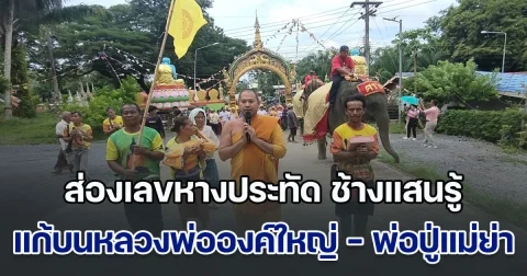 ส่องเลขหางประทัด ช้างแสนรู้ แก้บนหลวงพ่อองค์ใหญ่ - พ่อปู่แม่ย่าวัดเขาพระทอง