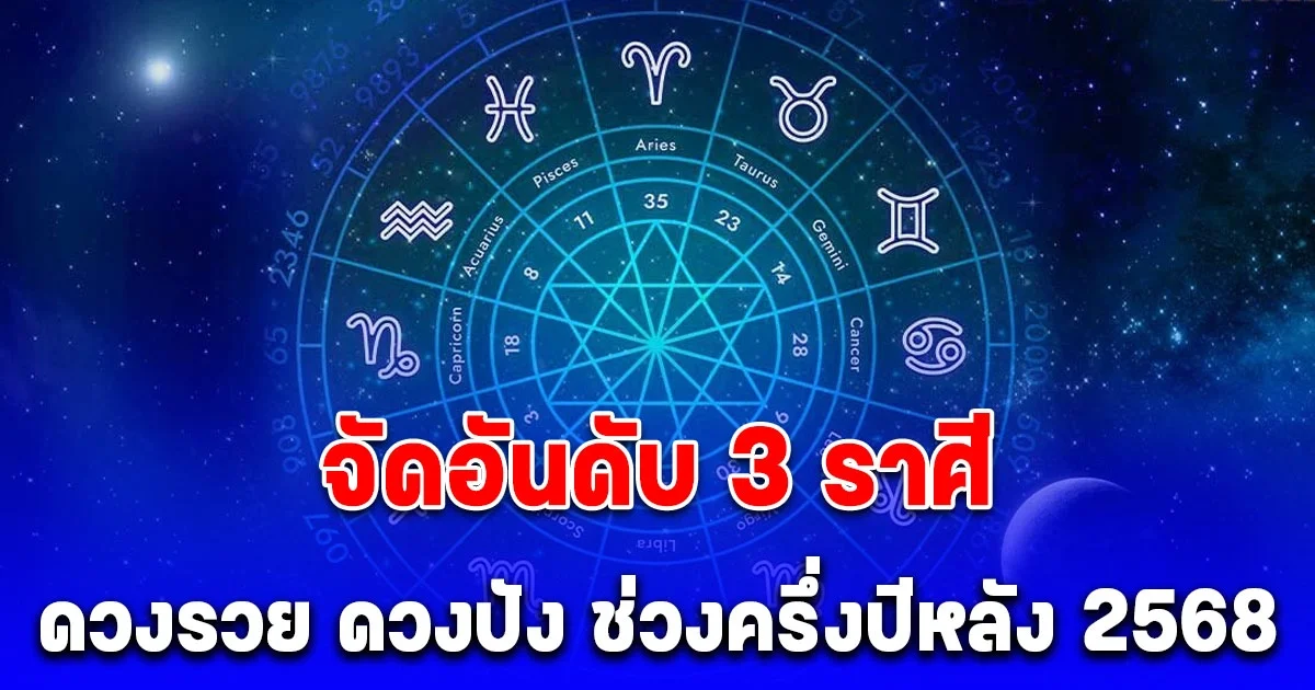 จัดอันดับ 3 ราศี ดวงรวย ดวงปัง ช่วงครึ่งปีหลัง 2568