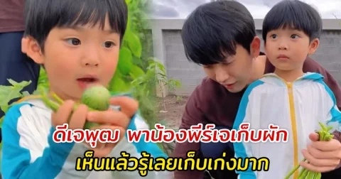 น่ารักมาก ดีเจพุฒ พาน้องพีร์เจเก็บผัก เห็นแล้วรู้เลยเก็บเก่งมาก