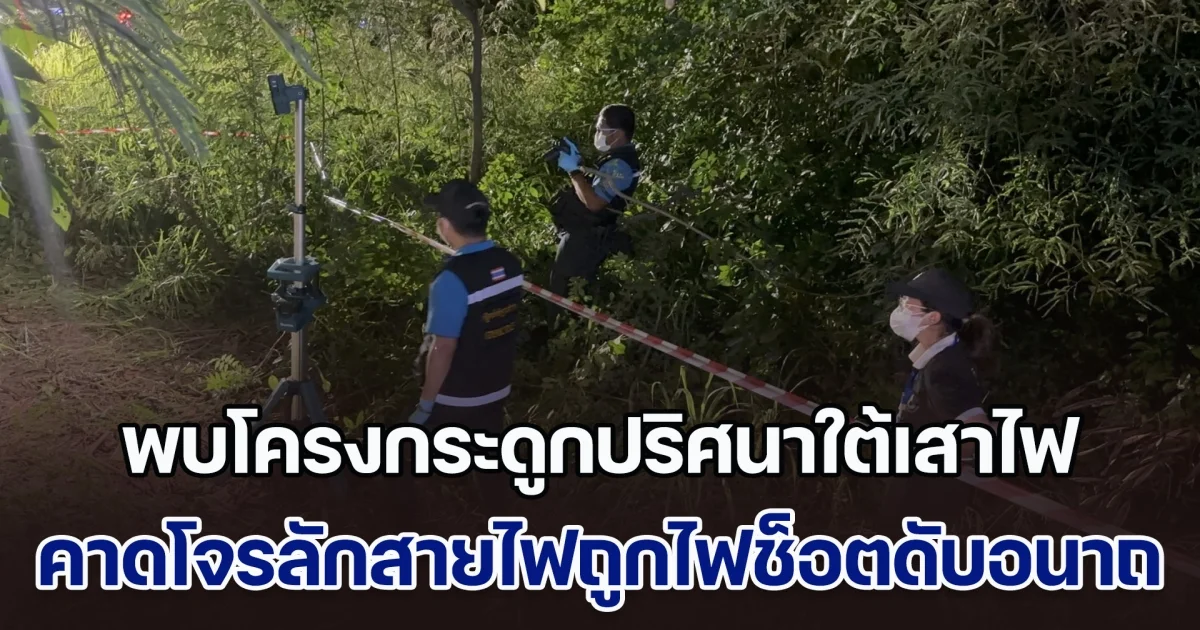 พบโครงกระดูกปริศนาใต้เสาไฟ คาดโจรลักสายไฟถูกไฟช็อตดับอนาถ