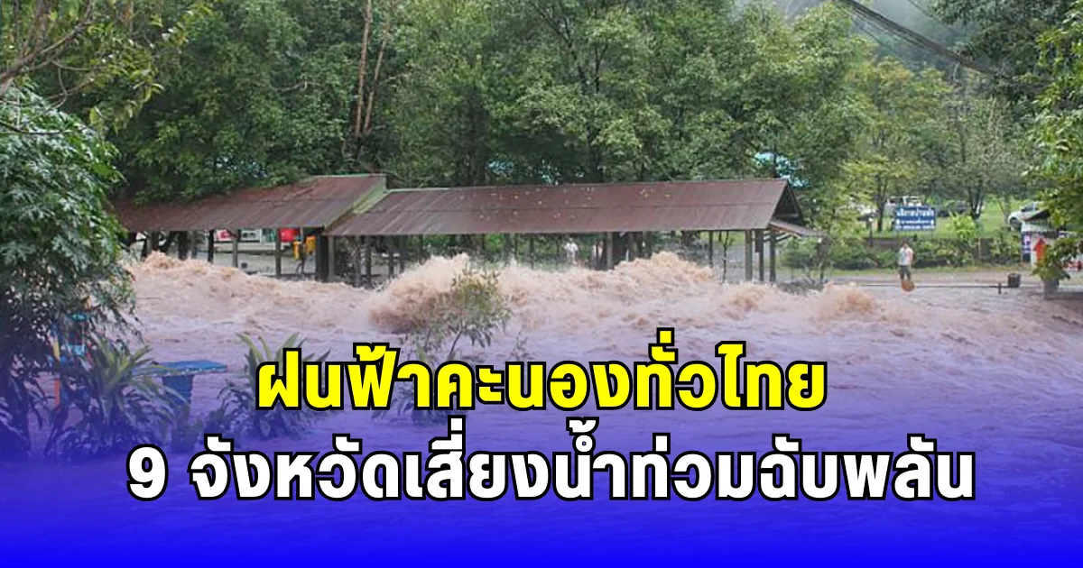 ฝนฟ้าคะนองทั่วไทย 9 จังหวัดเสี่ยงน้ำท่วมฉับพลัน