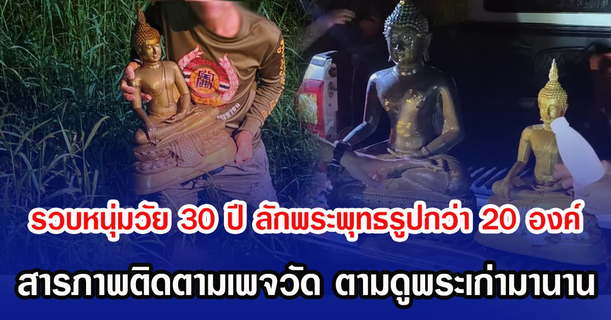 รวบหนุ่มวัย 30 ปี ลักพระพุทธรูปกว่า 20 องค์ สารภาพติดตามเพจวัด ตามดูพระเก่ามานาน