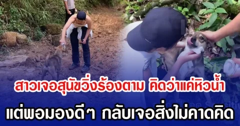 สาวเจอสุนัขวิ่งร้องตาม คิดว่าแค่หิวนํ้า แต่พอมองดี ๆ กลับเจอสิ่งไม่คาดคิด