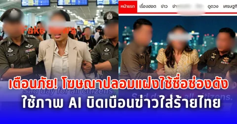 เตือนภัย! โฆษณาปลอมแฝงใช้ชื่อช่องดัง ใช้ภาพ AI บิดเบือนข่าวใส่ร้ายไทย