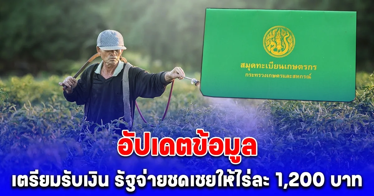 ปรับปรุงทะเบียนเกษตรกร ตรวจสอบสถานะ รับไร่ละ 1,200 บาท สำหรับครัวเรือนที่มีที่นาไม่เกิน 10 ไร่