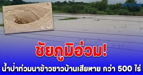 ด่วน! ชัยภูมิอ่วม น้ำป่าไหลบ่าทะลักถนน นาข้าวของชาวบ้านเสียหายกว่า 500 ไร่