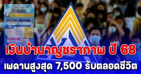 กระจ่างแล้วใครได้บ้าง เงินบำนาญชราภาพ ปี 68 เพดานสูงสุด 7,500 รับตลอดชีวิต