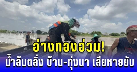 อ่างทองอ่วม! น้ำเจ้าพระยาล้นตลิ่ง บ้าน-นา เสียหายยับ