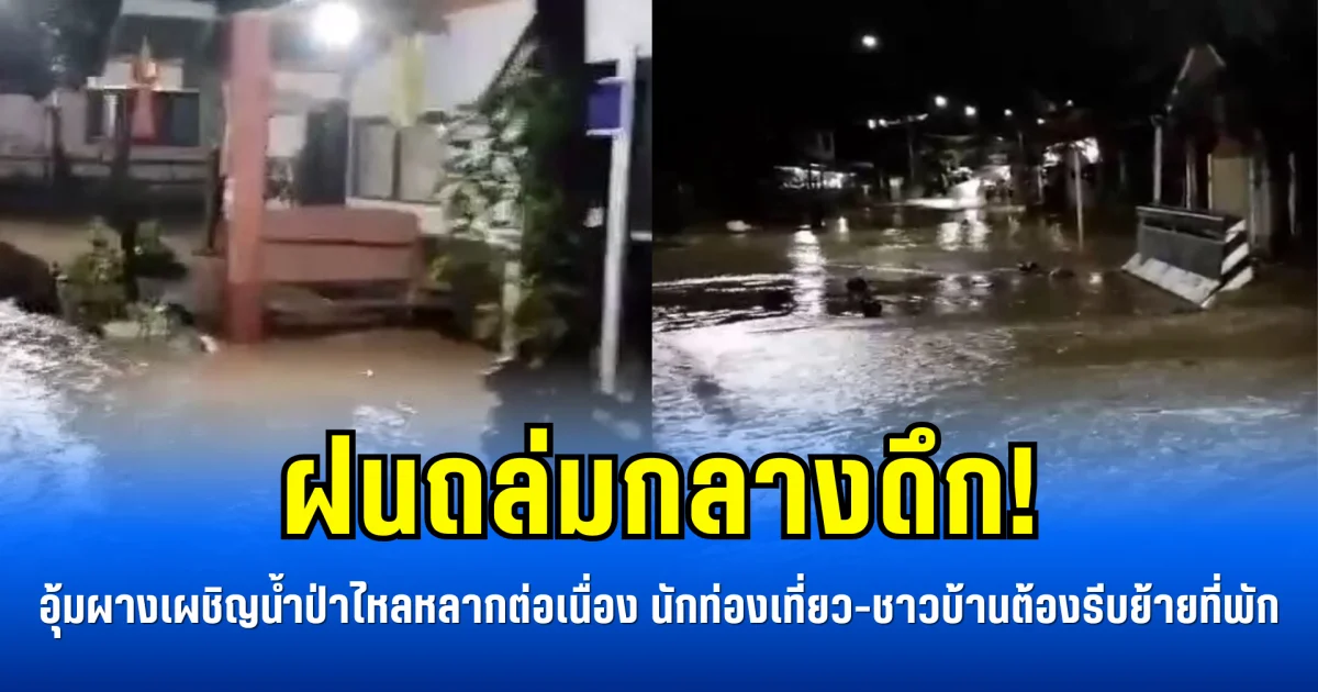 ฝนถล่มกลางดึก! อุ้มผางเผชิญน้ำป่าไหลหลากต่อเนื่อง นักท่องเที่ยว-ชาวบ้านต้องรีบย้ายที่พัก