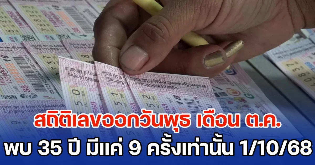เปิดสถิติเลขออกวันพุธ เดือน ต.ค. พบ 35 ปี มีแค่ 9 ครั้งเท่านั้น แนวทาง 1 ต.ค. 68