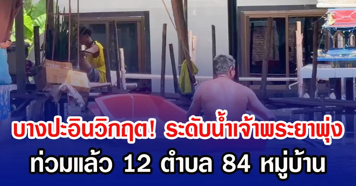 บางปะอินวิกฤต! ระดับน้ำเจ้าพระยาพุ่ง ท่วมแล้ว 12 ตำบล 84 หมู่บ้าน