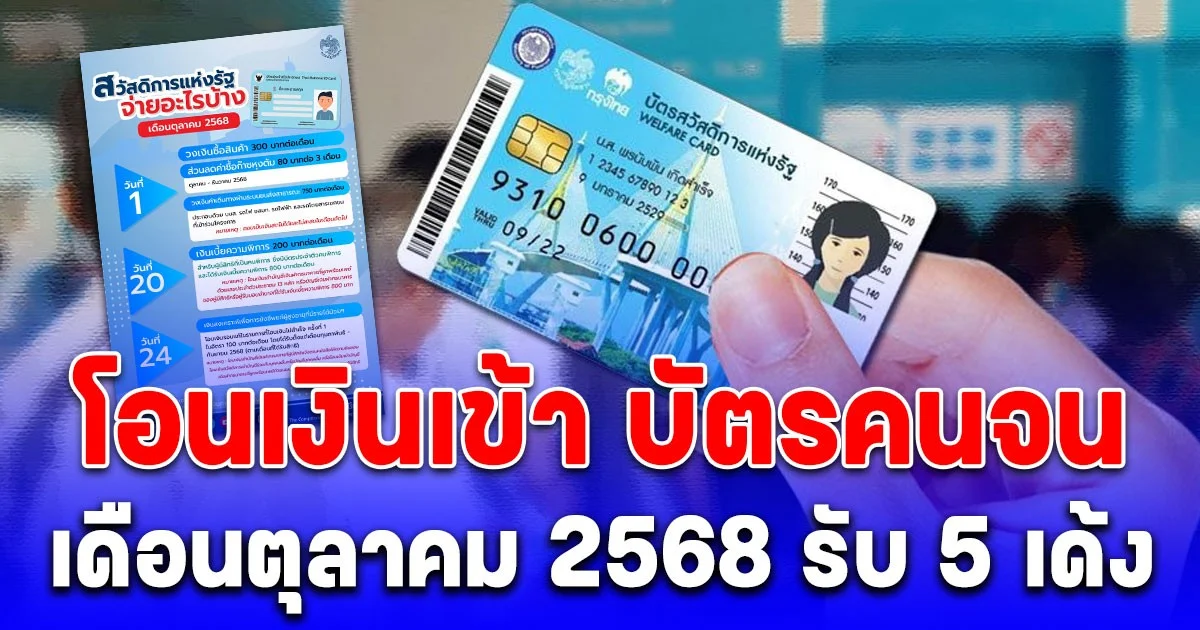 อัปเดต โอนเงินเข้า บัตรคนจน เดือนตุลาคม 2568