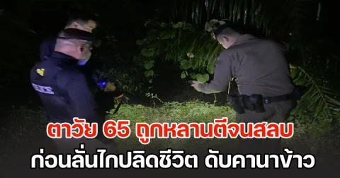 ตาวัย 65 ถูกหลานตีจนสลบ ก่อนลั่นไกปลิดชีวิต ดับสลดคานาข้าว