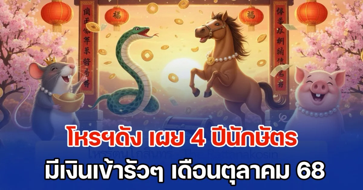 โหรฯดัง เผย 4 ปีนักษัตร มีเงินเข้ารัวๆ เดือนตุลาคม 68