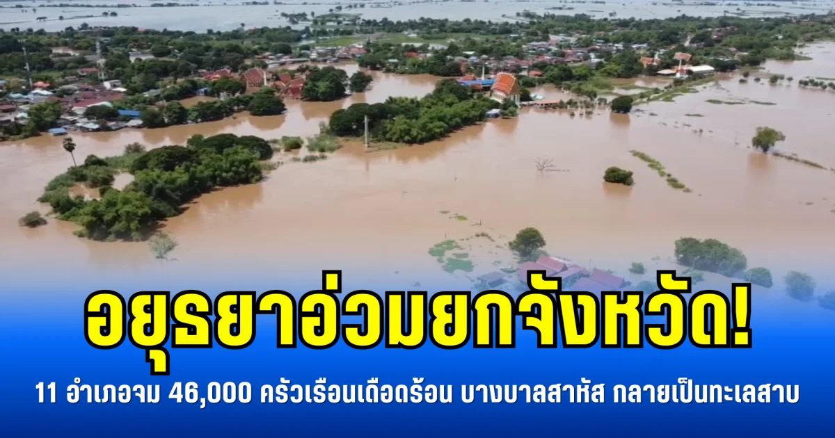 อยุธยาอ่วมยกจังหวัด! 11 อำเภอจม 46,000 ครัวเรือนเดือดร้อน บางบาลสาหัส กลายเป็นทะเลสาบ