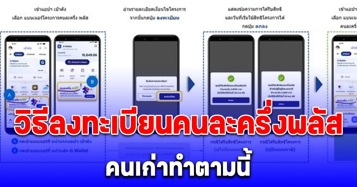 ประกาศแล้ว! วิธีลงทะเบียนคนละครึ่งพลัส รับ 2,000-2,400 บาท คนเก่าทำตามนี้